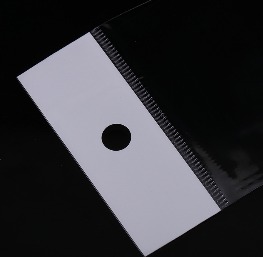 opp White Card Bag Long Strip Pearl Film Bag OPP Card Jewelry Bracelet Bag with Hanging Hole Self-adhesive Bag