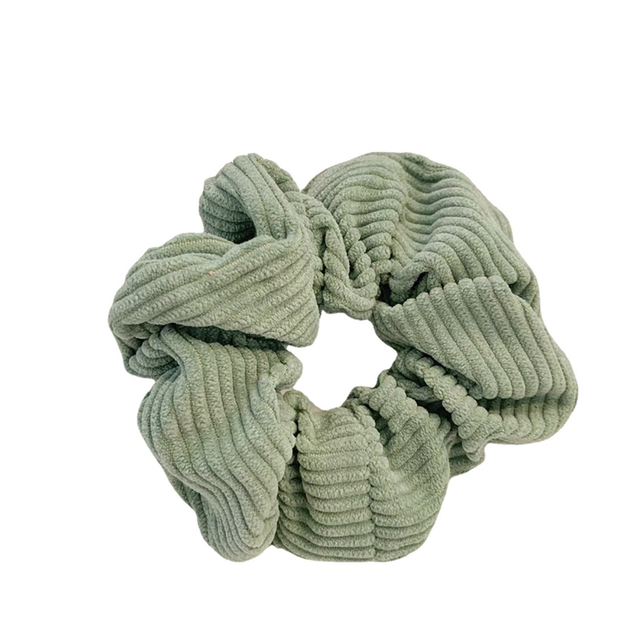 Autumn and winter New corduroy plush large intestine ring Korean solid color adult temperament fat intestine ring striped pig large intestine hair ring
