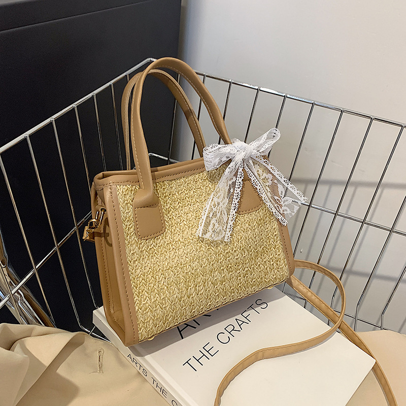 Trendy retro fashion lace ribbon small square bag for women 2024 new trendy fashion casual shoulder crossbody bag
