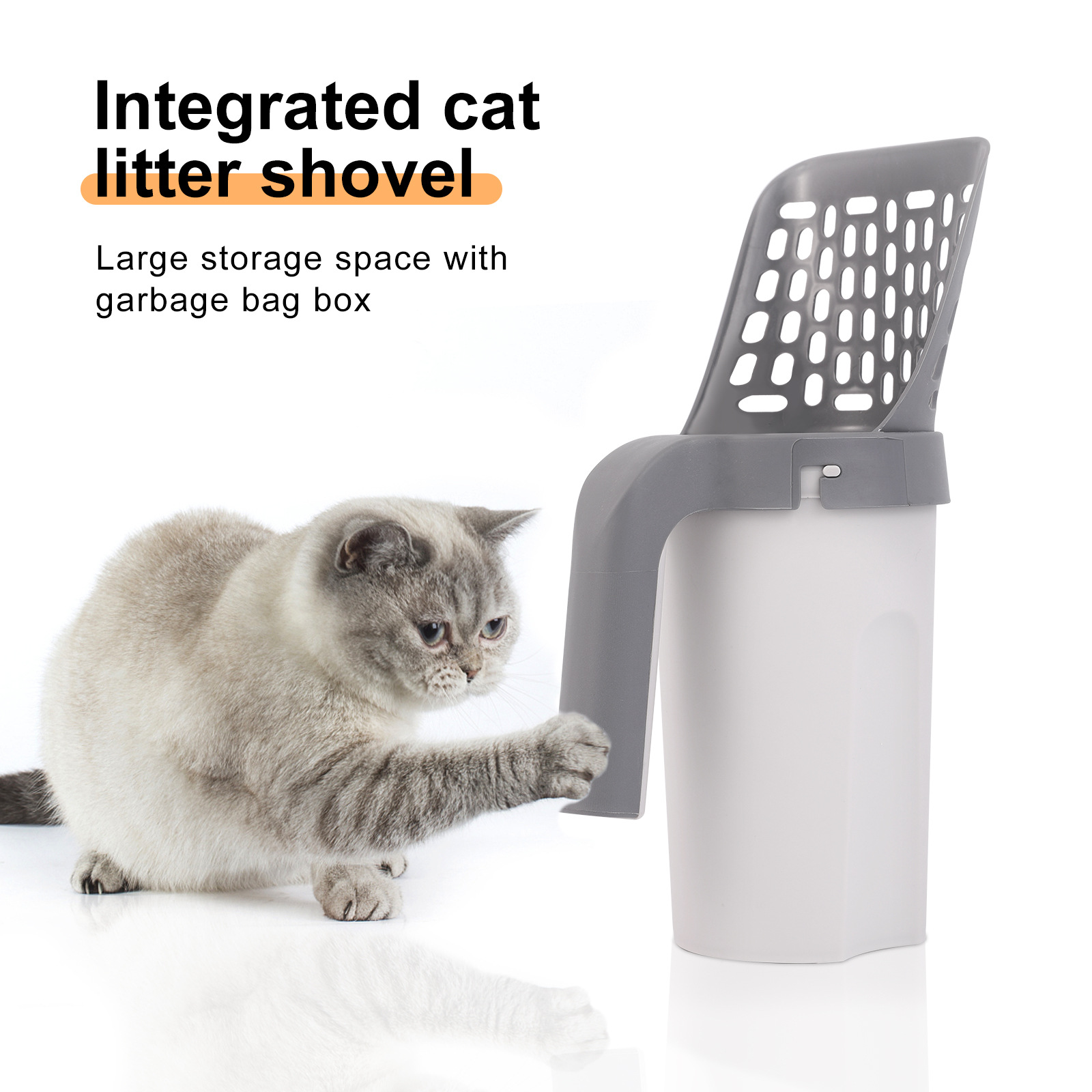 Cross-border integrated cat litter shovel cat toilet with garbage bag suit pet removable cleaning supplies