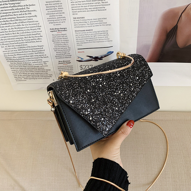 Bag Women's 2021 Spring and Summer New Fashion Western Style Handbag All-match Texture Sequin Fashionable Chain Small Square Bag