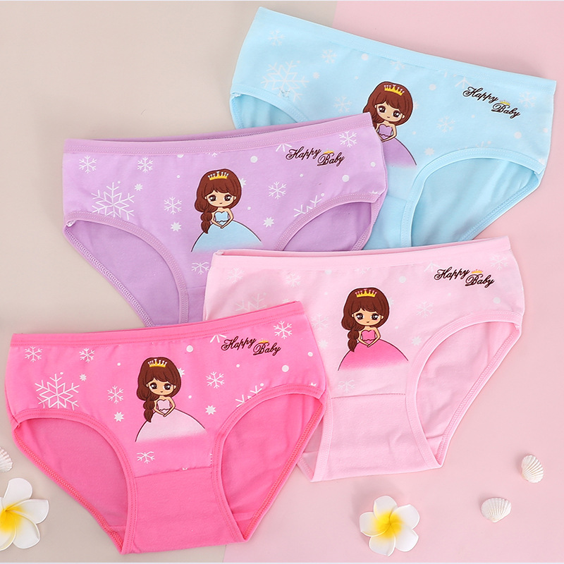New Triangle Pure Cotton Girls Underwear Cartoon Unicorn Briefs Girls Cotton 3 Angle Underwear Girls Cross Border