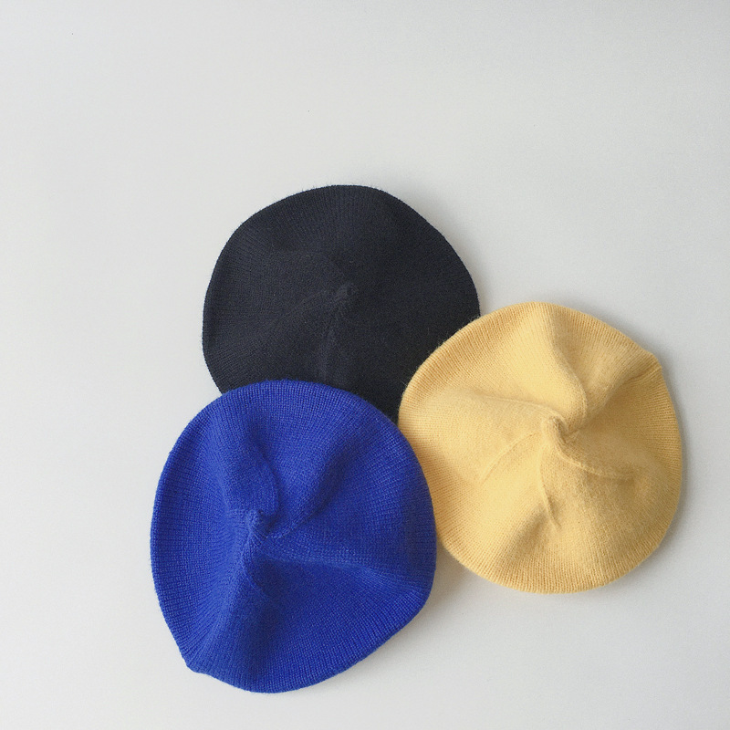 Baby Hat in South Korea - Autumn/Winter New Arrival for Girls - Solid Color Knitted Artist Hat for Children - Beret Hat