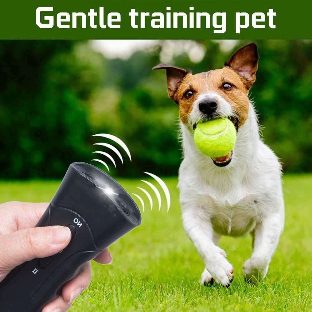 Cross-border Double-head LED Flashlight Boxed Battery Ultrasonic Dog Exhor Portable Dog Trailer Dog Barking Dog Tracker