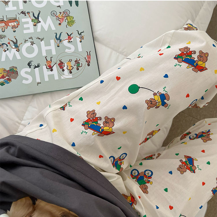 Walking pants cartoon balloon bear pajama pants for women Spring and Autumn new home summer air conditioning trousers loose casual pants