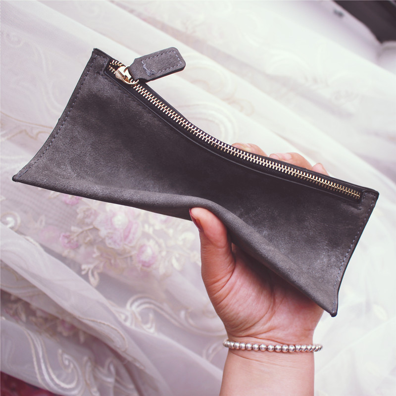 New Fashion European and American Simple Frosted Long Wallet Women's Thin Zipper Wallet Clutch Student Wallet Card Bag
