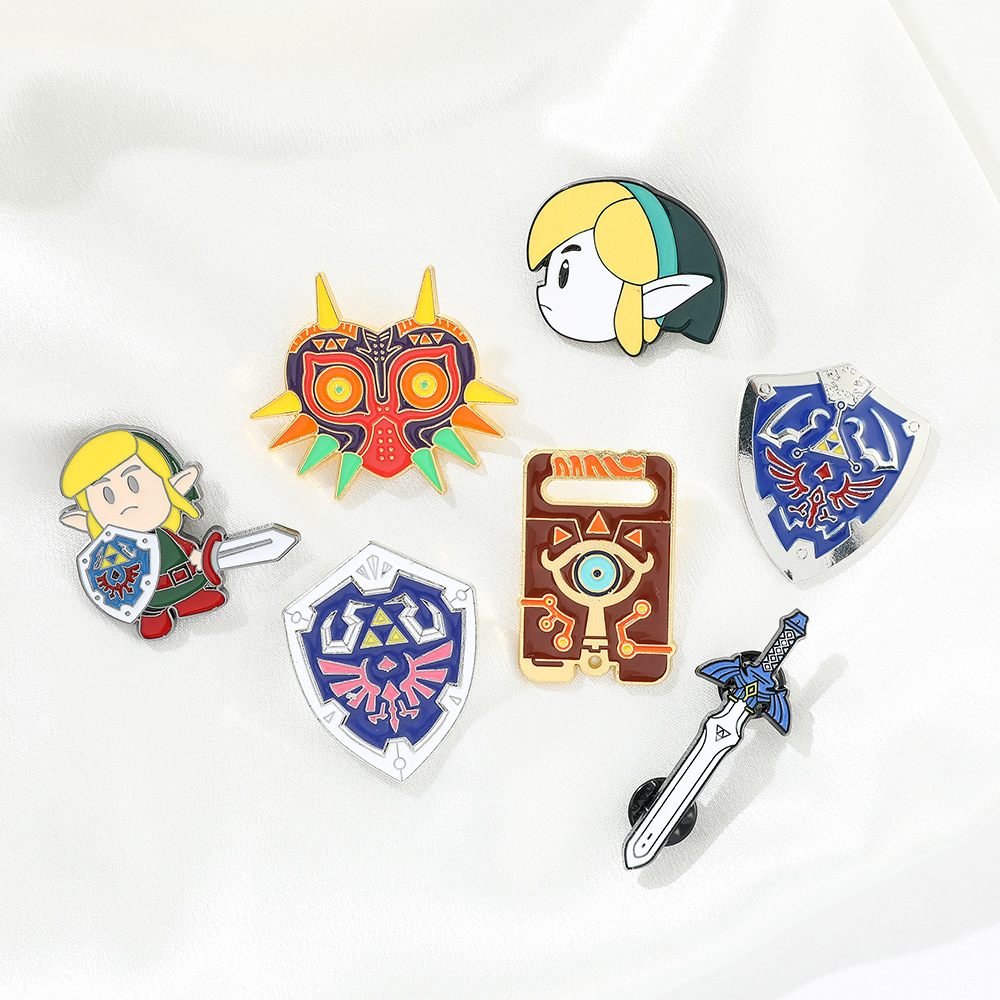Cross-border Hot Sale The Legend of Zelda Wilderness Interest Metal Badge Zelda Brooch Link Kingdom Tears Shield