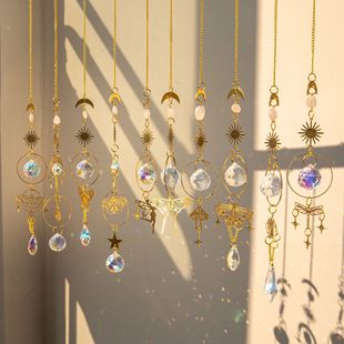 suncatcher Brass Butterfly stone crystal Sun Catcher light shadow wind chime rainbow window room decoration