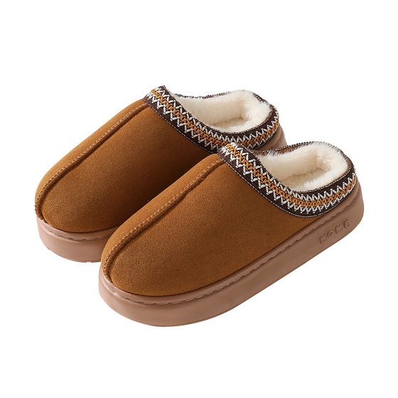 Cross-border new autumn and winter lace fashion cotton slippers wholesale men and women couples indoor and outdoor warm cotton slippers
