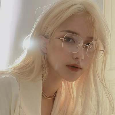 jennie rimless glasses pure wind finished myopia glasses ultra-light retro Korean fashion Anti-blue glasses