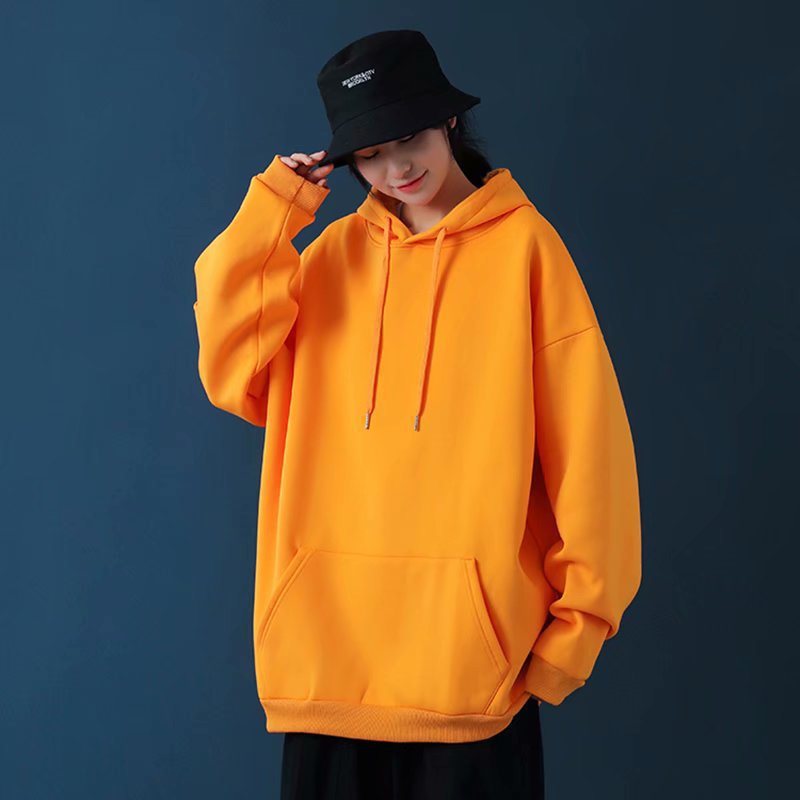 Autumn Sweater men's hooded trendy Hong Kong style loose student handsome velvet coat couple wear plus size color hoodie
