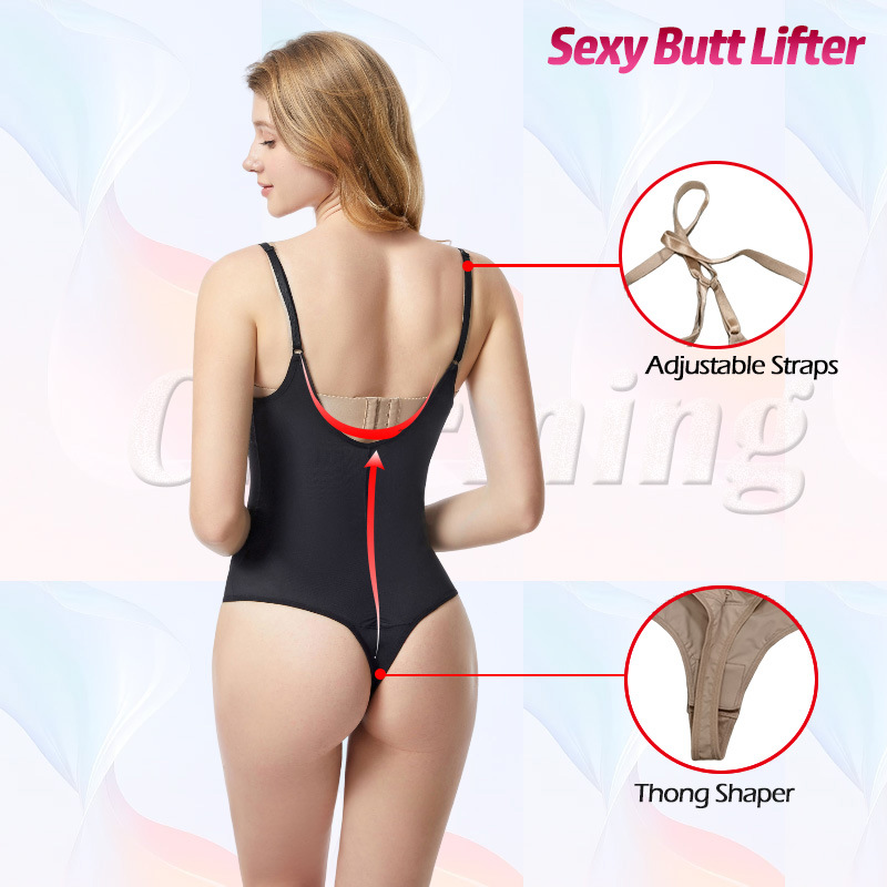 Cross-border Strap Body-shaping Jumpsuit Lace U-shaped Upper Bracket Push-up Double-layer Belly-tucked Waist Hip-lifting Gingle