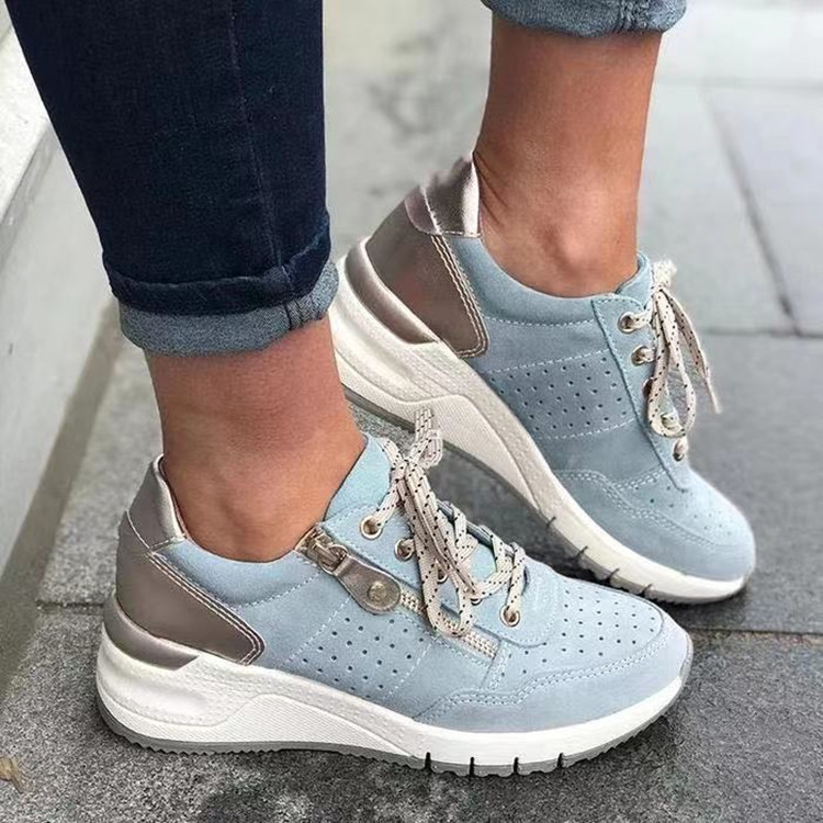 2023 new independent station wholesale casual women's shoes sneaker lace-up burning thick bottom plus size single-layer shoes factory direct supply