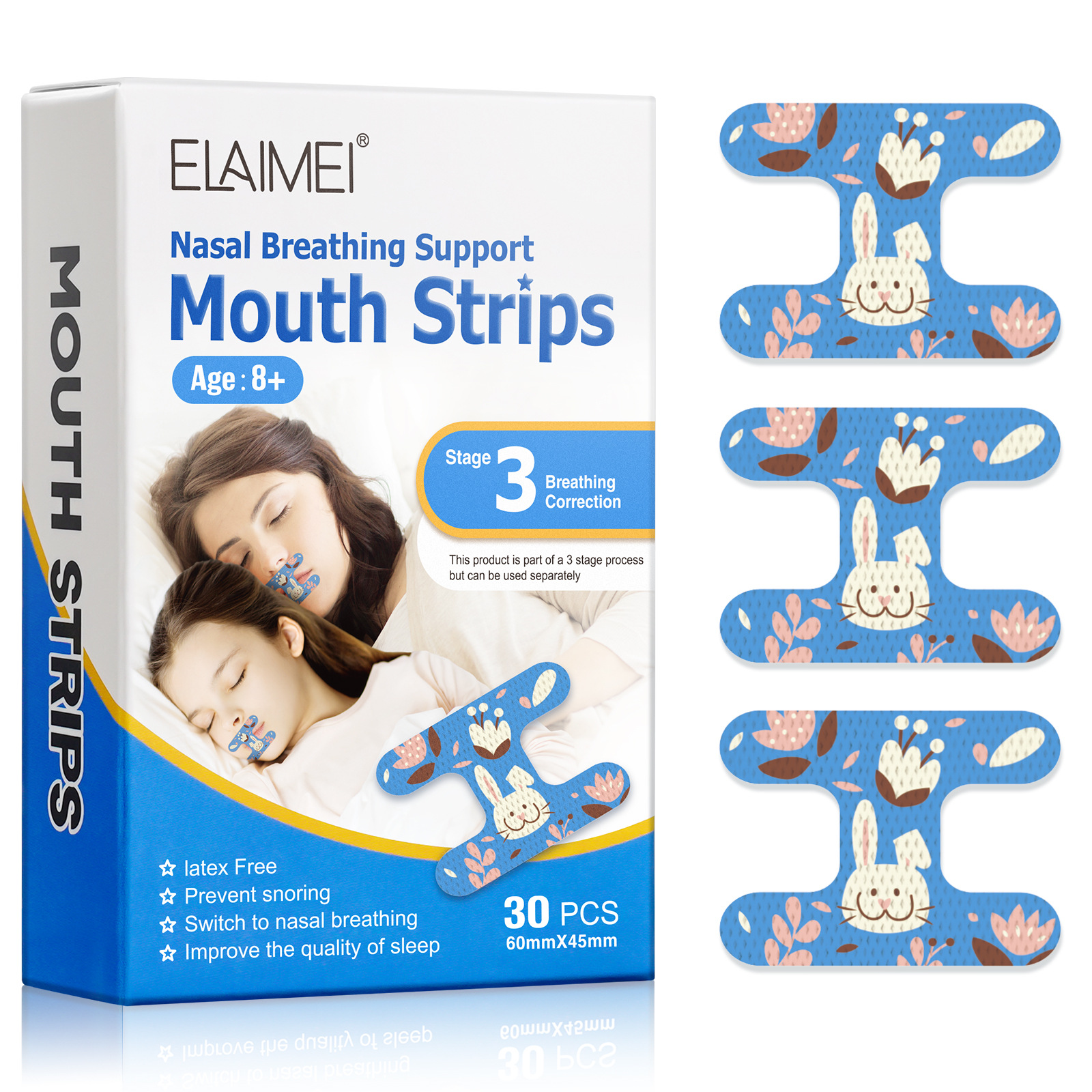 Elamei adult children closed mouth patch universal breathing orthosis to prevent mouth breathing snore patch