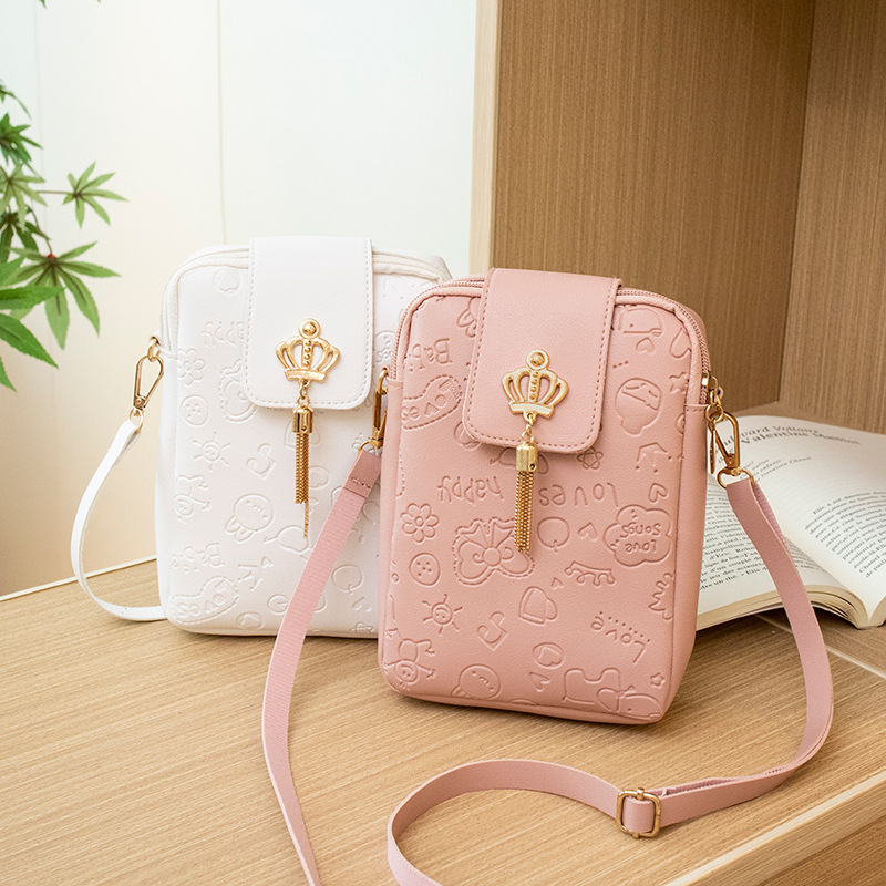 Fresh and sweet mobile phone bag 2022ladies bag cross-border exclusive bag women's casual simple embossed messenger bag