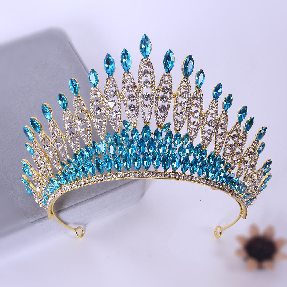 European and American luxury bridal inlaid rhinestone pageant headband alloy hair crown auto show model wedding dress foreign trade crown