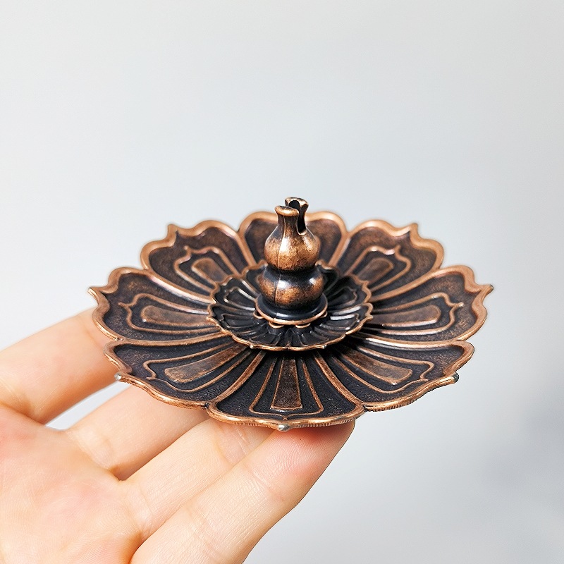 Gourd incense thread incense incense copper gourd plate incense lotus incense plate six-hole Lotus Lotus three treasures incense plate