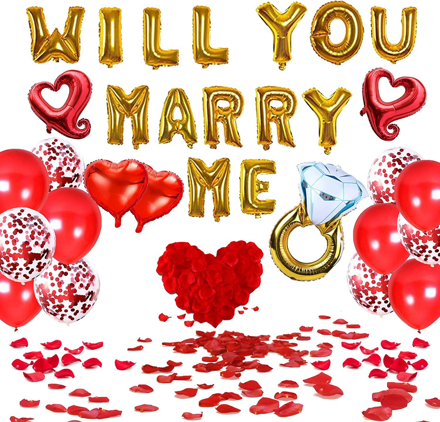 will you marry me字母氣球組合鑽戒愛心勾勾心求婚派對裝飾氣球