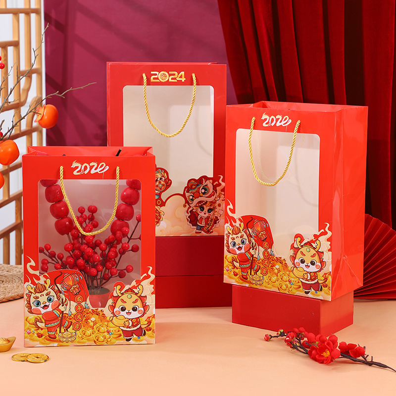 Flower Handbag Transparent Window Opening Gift Bag Flower Doll Window Bag Gift Bag Tanabata Mother's Day Handbag