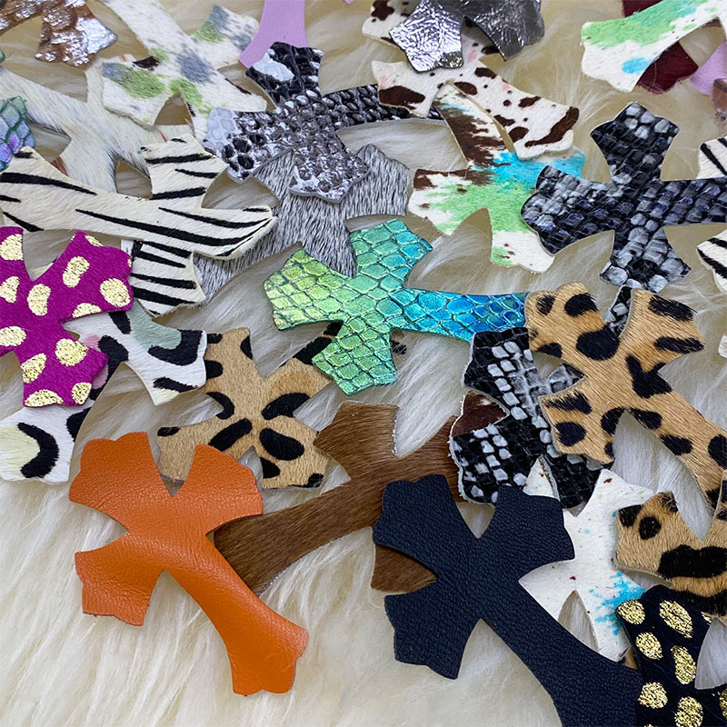 4.5*6.5cm horse cow hair patch cross leather small leather real hair color