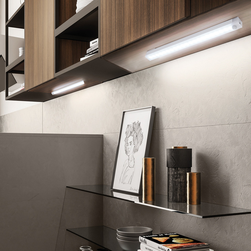 LED intelligent human body induction wiring-free long kitchen cabinet wine cabinet wardrobe Night Light Night Light