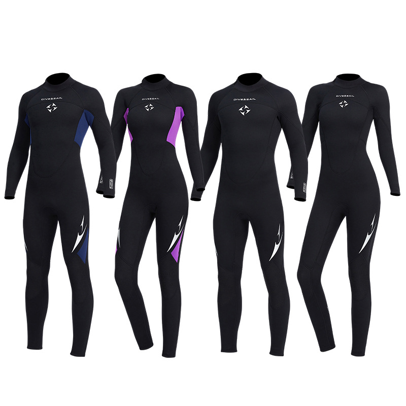 DIVE & SAIL diving suit 3MM men's padded warm diving suit women's one-piece jellyfish suit deep diving surfing winter bathing suit