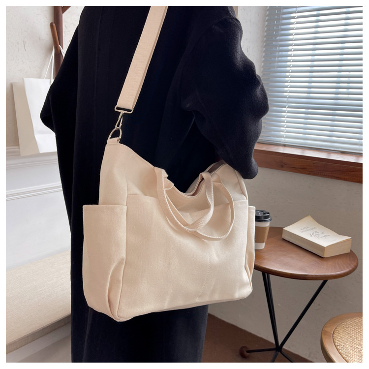 Damentasche Großhandel Große Kapazität Trendy Modische Canvas Tasche Koreanische Ins Style Retro Einfache Pendeln Casual Umhängetasche_voghion.com