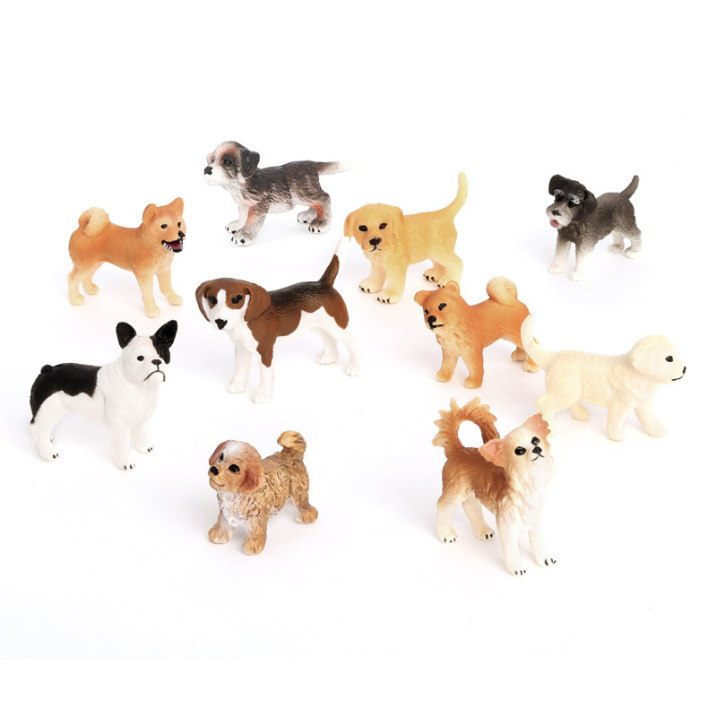 Cross-border hot selling simulation animal model a variety of mini puppy model Golden Retriever Bulldog Wood dog children's toy set