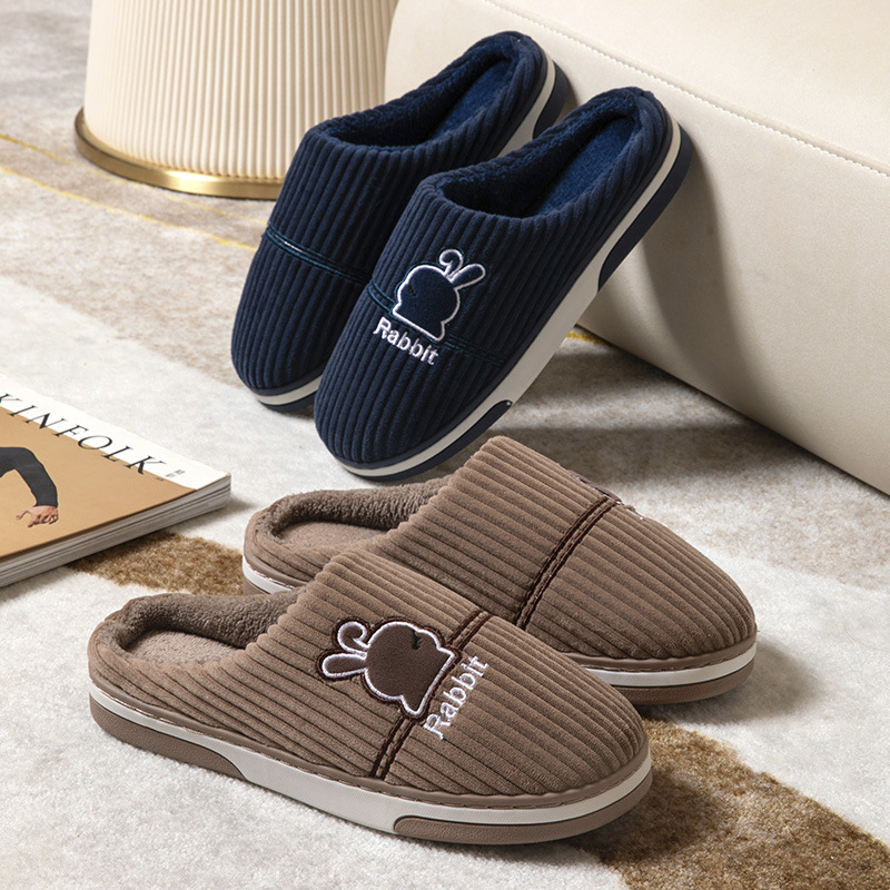 Autumn and winter large size cotton slippers for men and women home thick-soled couple Mao Mao slippers warm non-slip cotton shoes wholesale