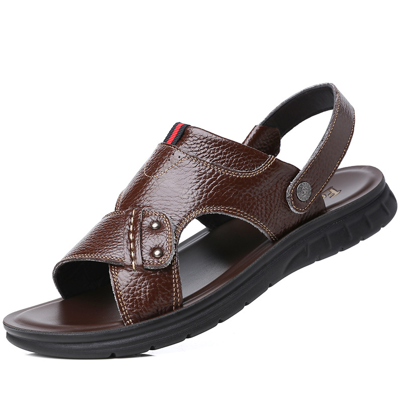 New Men's Summer Large Size Sandals Large Beach Shoes Soft Leather Sandals 45 Size 46 Size 47 Size 48 Size 49 Size 50
