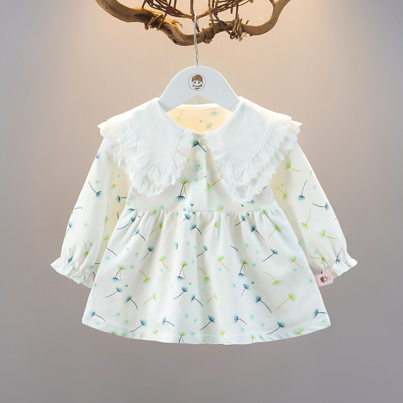 Girls' autumn floral skirt western style autumn clothes baby girls' Korean style dress baby autumn clothes