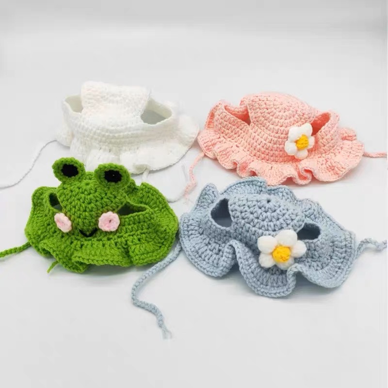 Cat wool knitted hat dog small dog handmade crochet funny cute decorative accessories headdress cross-dressing hat