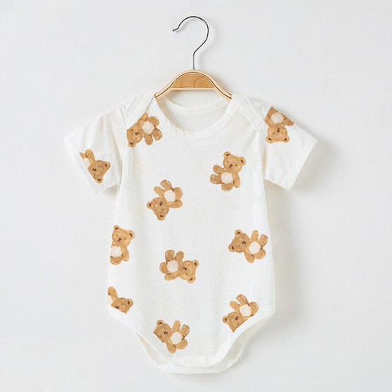 Summer Baby Wrap Fart Clothes Newborn Short-sleeved Thin Pajamas Baby Triangle Climbing Suit Hare Jumpsuit