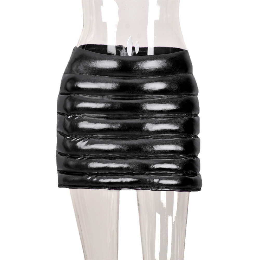 8177DN Nazada Women's Clothing Amazon Niche Cotton Skirt Splash-proof Zipper Glossy Personalized Cotton Skirt Women