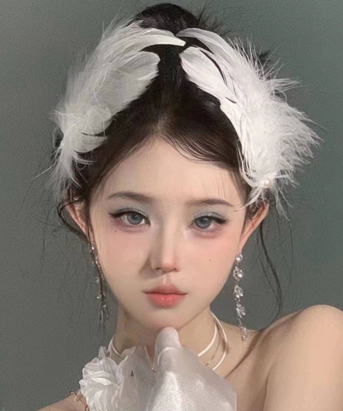 Copricapo di piume di cigno bianco, forcina per capelli da principessa, da sposa, accessori per capelli da sposa, accessori per damigella d'onore, fermaglio laterale_voghion.com