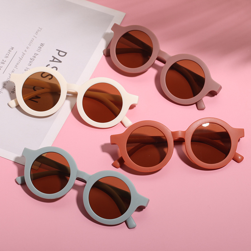 Frosted children's round sunglasses sunglasses sunshade UV protection children's sunglasses for boys and girls baby decorative personalized glasses tide