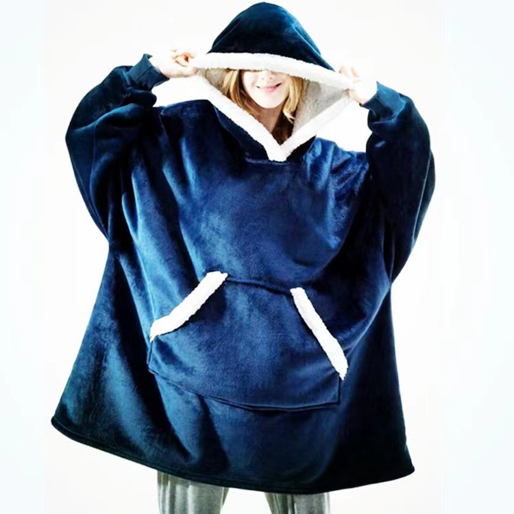 Lazy pullover pajamas warm clothes lambswool TV blanket hug hoodie cold-proof warm nightgown home wear