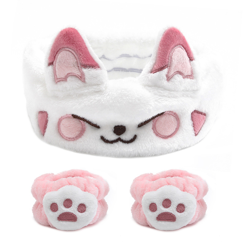 Cross-border face washing hair band wrist strap imitation rabbit fur solid color plush waterproof hair band Amazon absorbent sweat-wiping wholesale
