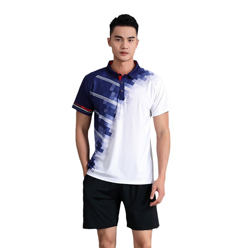Short-sleeved lapel adult summer quick-drying tennis suit student group purchase competition outdoor fitness top badminton suit
