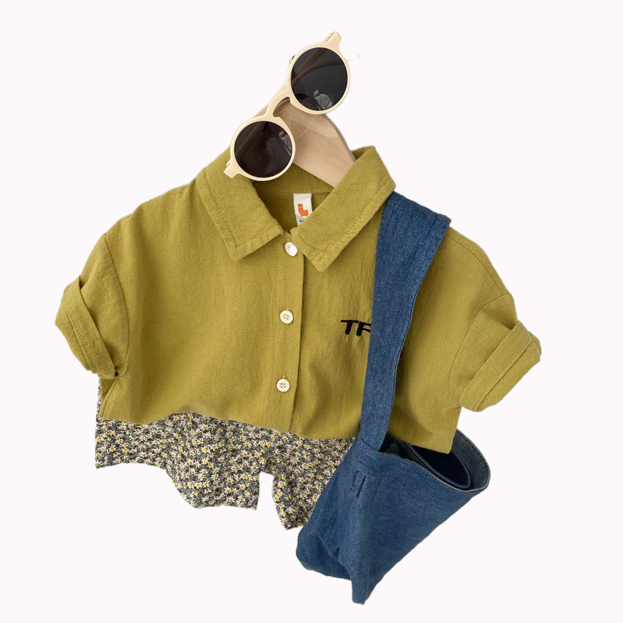 Li Nancy 23 years summer new boys Korean children's plaid suit Korean cotton linen breathable short two-piece suit