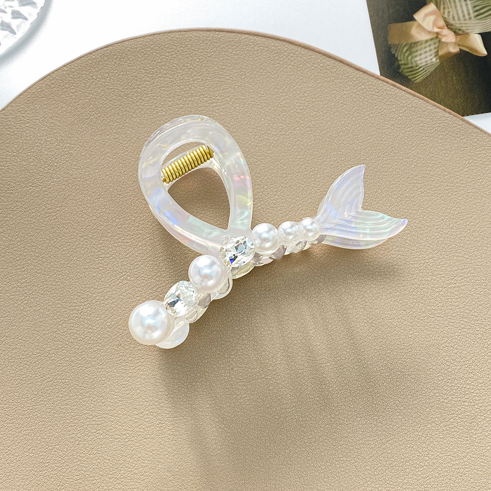 Net rot perle fangen clip halbe krawatte haar clip großhandel temperament strass fangen magische farbe meerjungfrau Ji fischschwanz shark clip_voghion.com