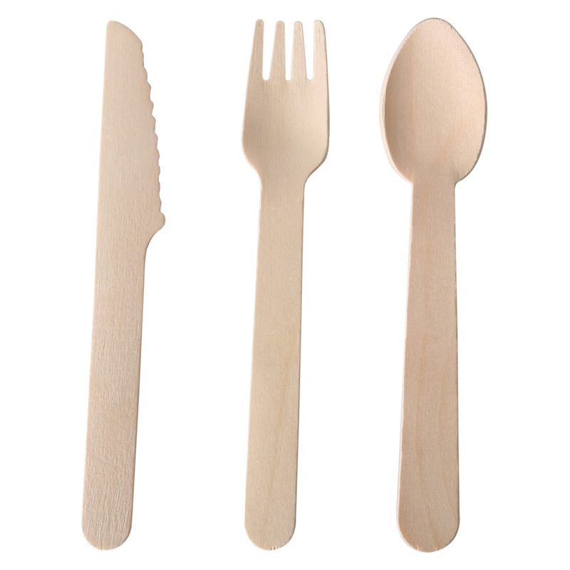 Degradable disposable wooden birch tableware wooden knife wooden fork wooden spoon fruit fork ice cream spoon hot stamping logo