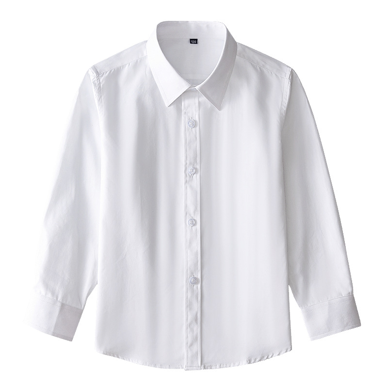 Children's White Shirt Boys' Long Sleeve Spring and Autumn School Uniform for Primary School Students Girls' White Shirt Performance Clothing for Middle School Children