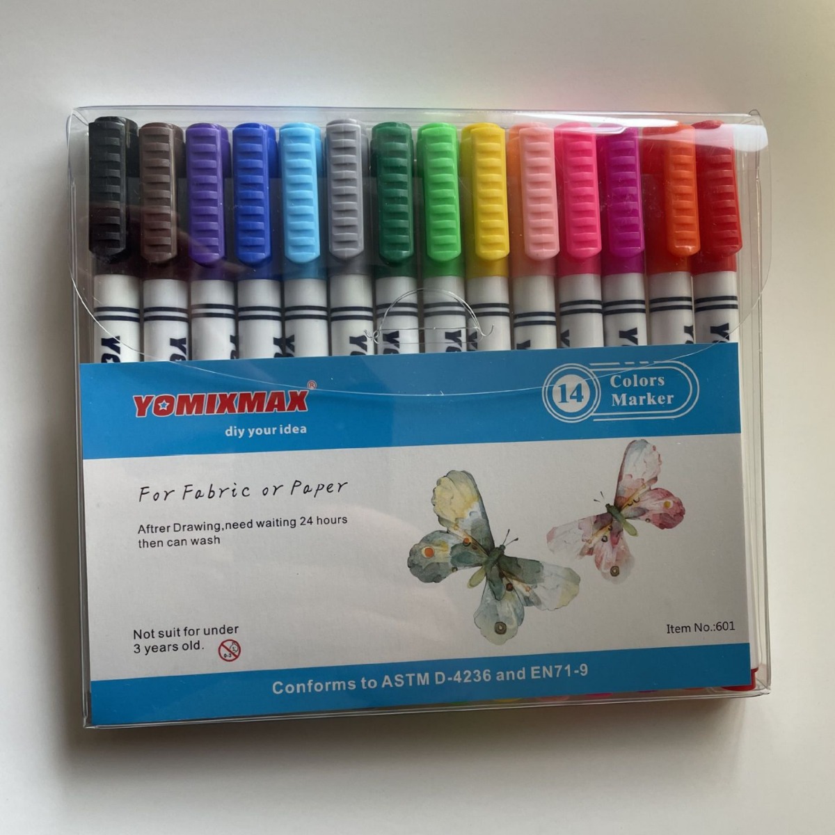 In Stock 24-color textile pen clothing T-shirt cloth mask DIY graffiti pen washing hand-painted brush