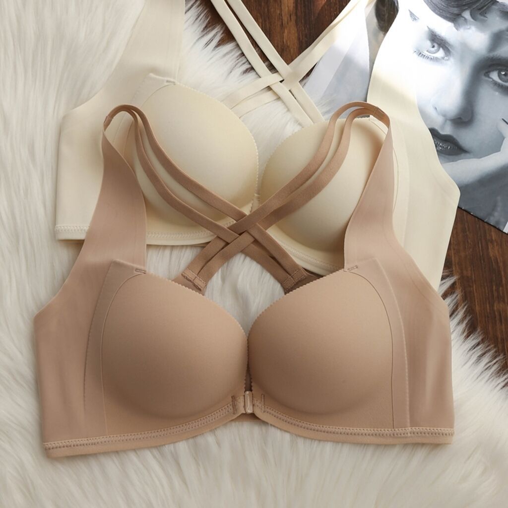 Japanese Beautiful Back Front Button Push-up Bra Adjustable Type Seamless Small Chest Large No Steel Ring Sports Underwear Women's Vest