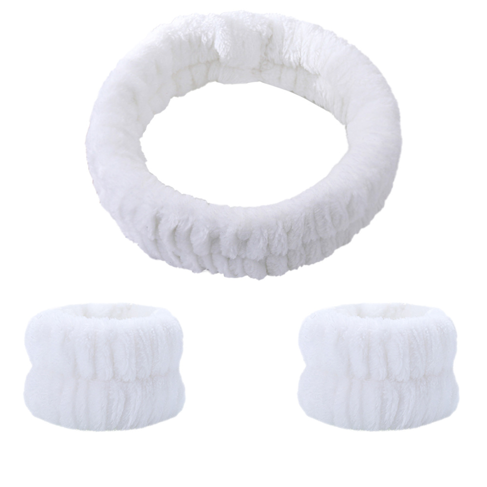 Cross-border new fashion women's hair band cute solid color plush face wash hair band home makeup hair band wrist strap