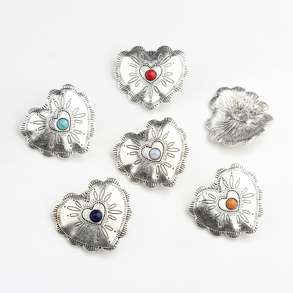 Vintage alloy button ancient silver love lace hair buckle jewelry accessories diy jewelry accessories material wholesale