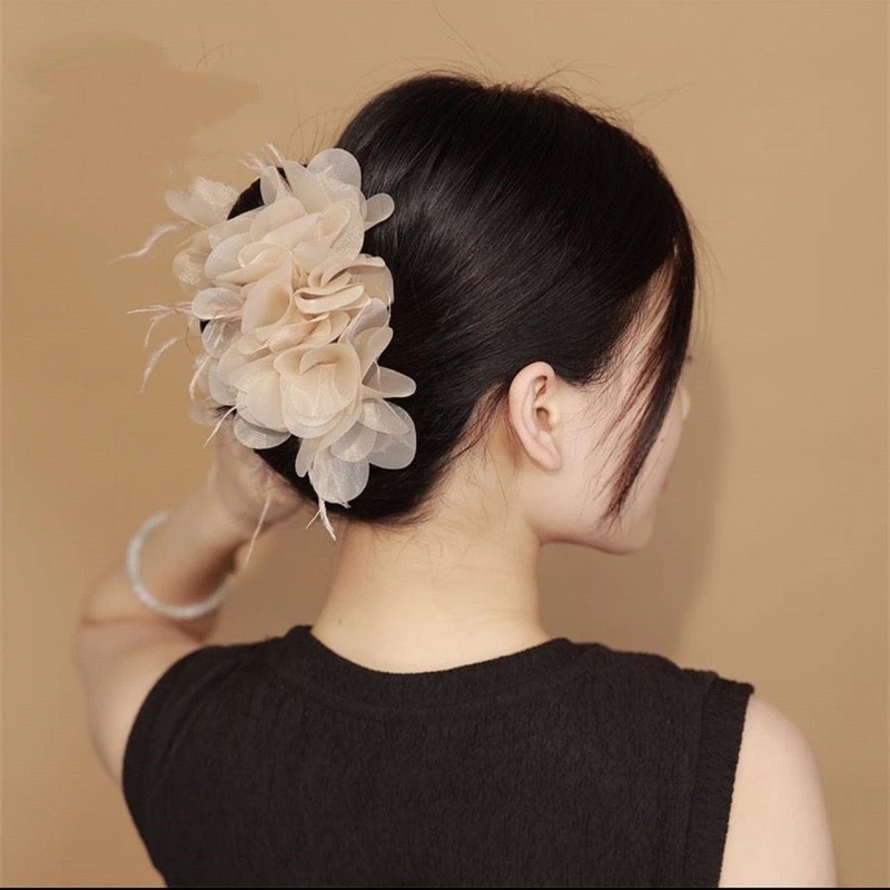 韓国の布芸の花の羽は高級感の洋風の手作りの花の後頭部の増発量を挟みます。|undefined