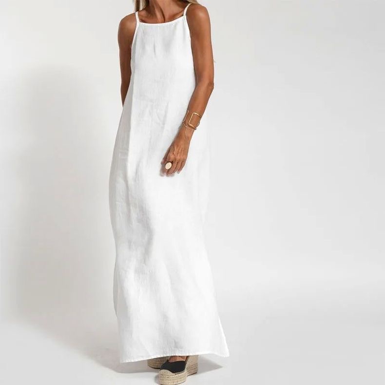 2024 Europe and the United States new cross-border wish ebay independent station fashion casual cotton and linen split sling dress