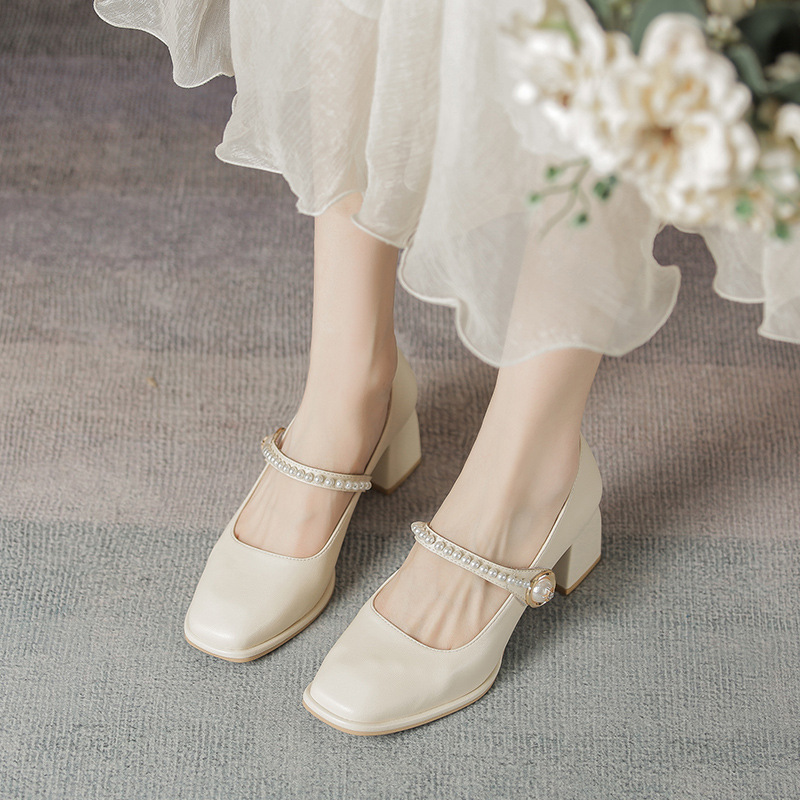 Women's shoes from Pingdi factory Mary Jane shoes high heel Korean style single-layer shoes chunky heel Huizhou Yue Xinwang 2024 new high heels